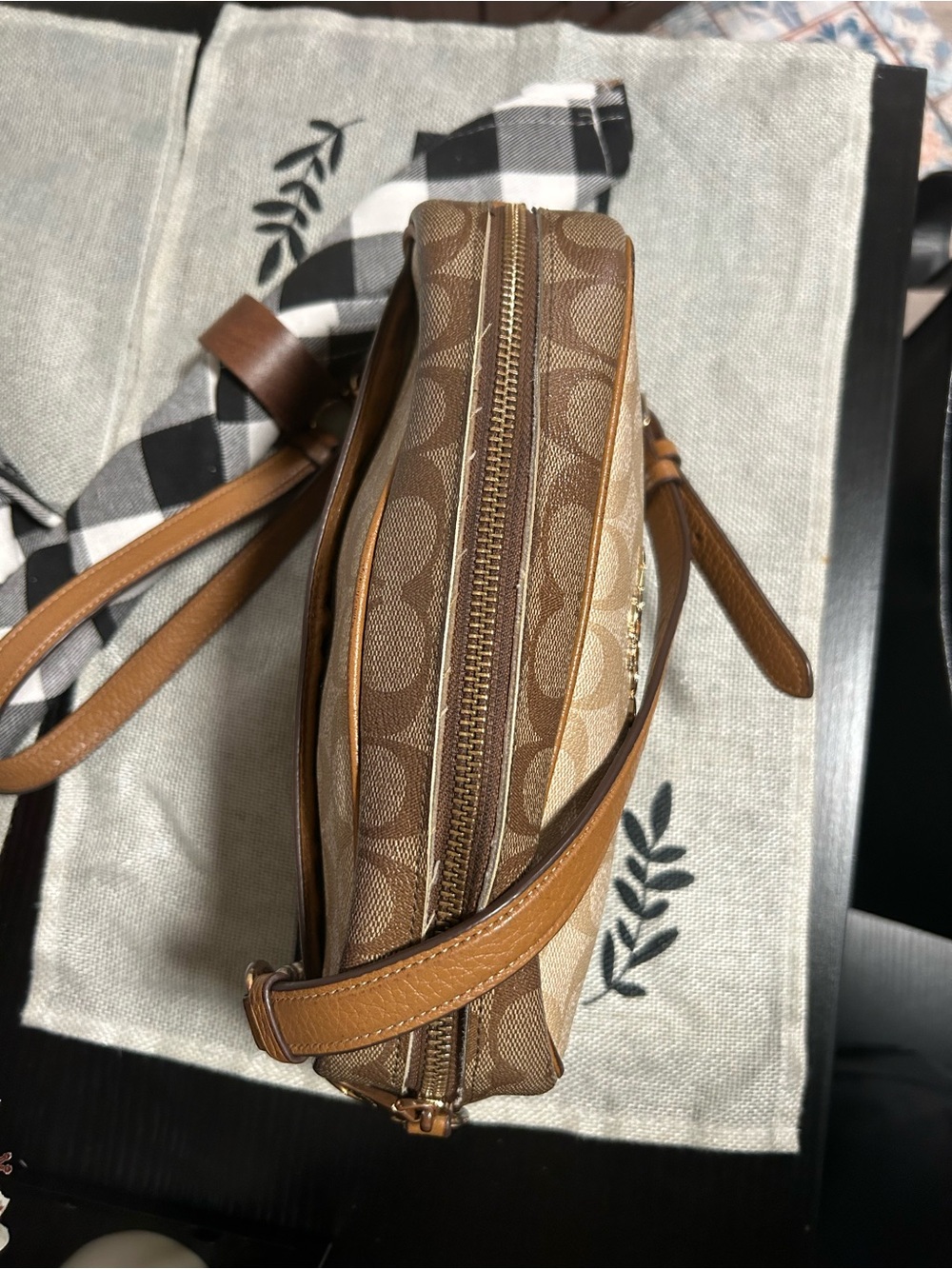 Coach Jamie Multi Signature Camera Crossbody with Tan Leather Trim CA172 - Picture 3 of 16